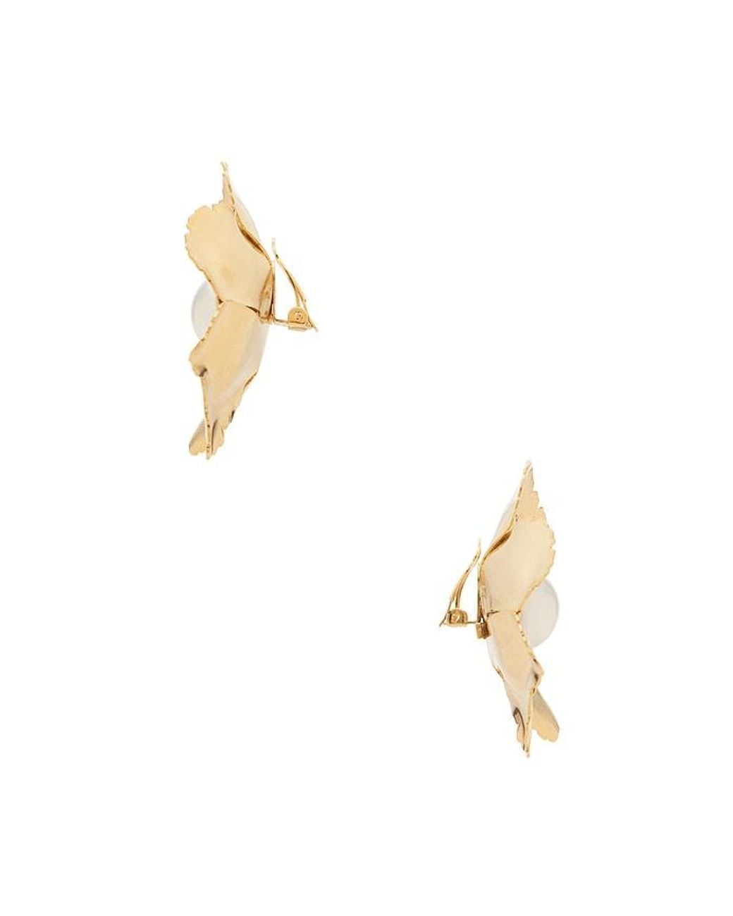 Lelet Metallic Jasmine Floral Pearl Button Earrings
