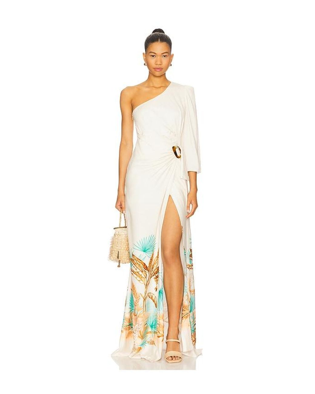 PATBO Natural Bananeira Tropical One Shoulder Maxi Dress