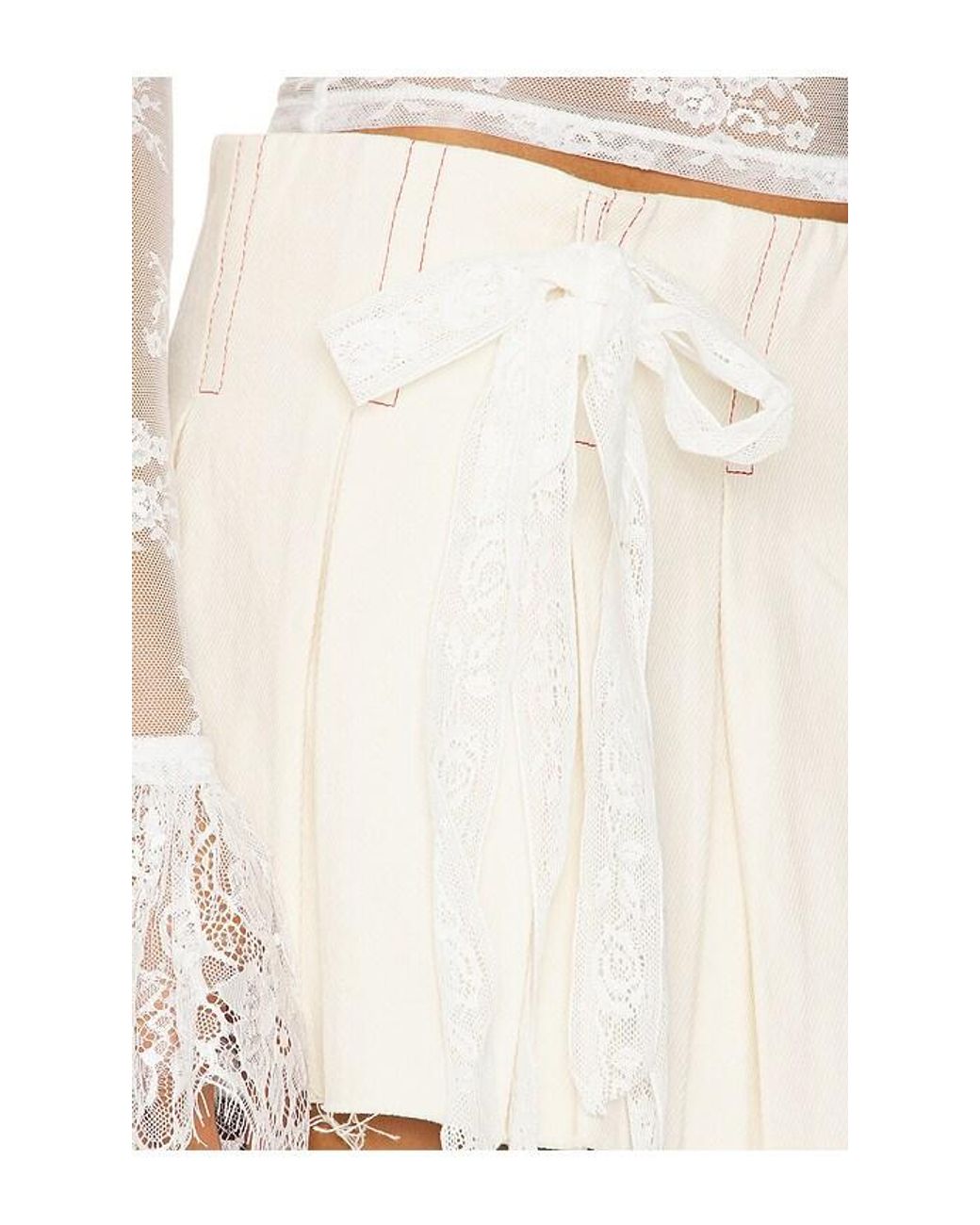 YUHAN WANG White Pleated Denim Skirt