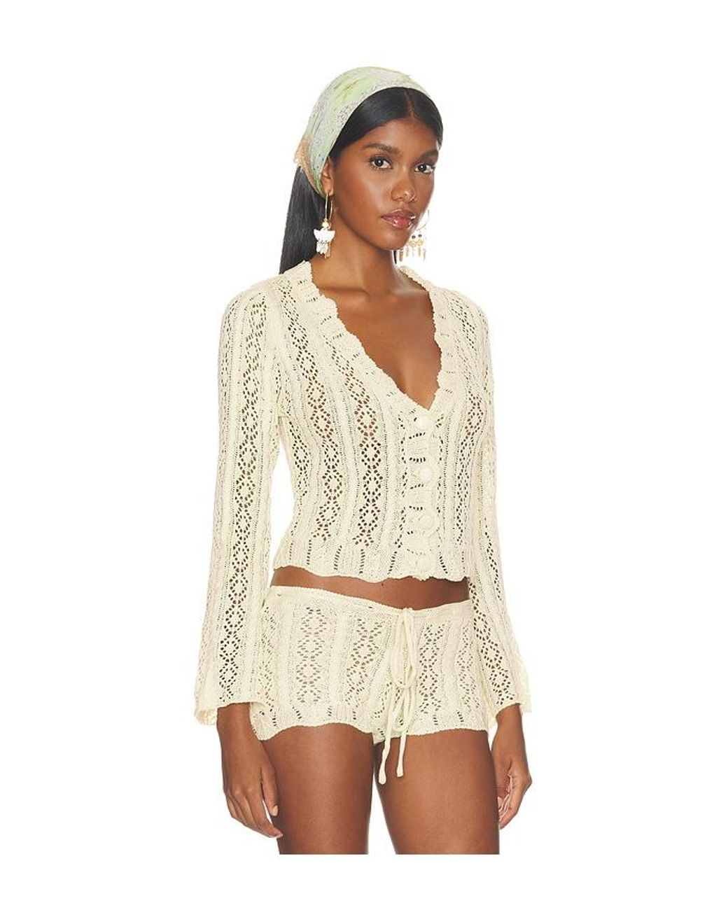 SNDY'S Natural Crochet Cardigan