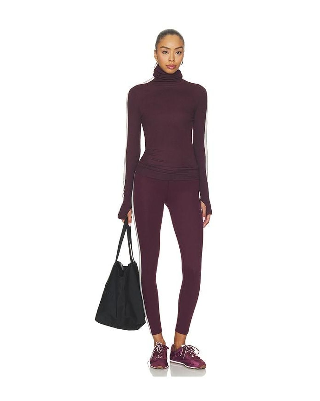 Splits59 Purple Jackson Rib Full Length Turtleneck Top