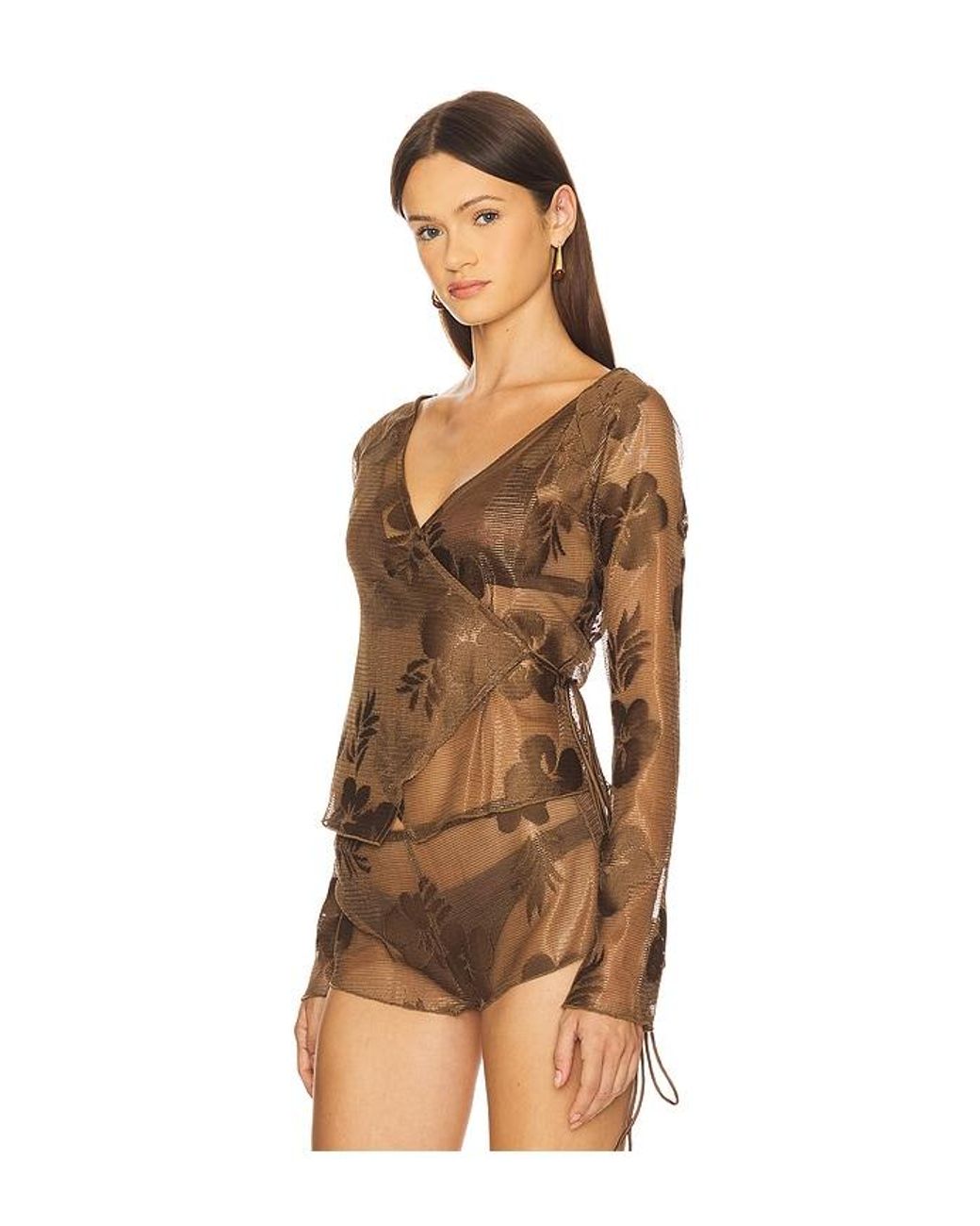 Jaded London Brown Celina Wrap Top
