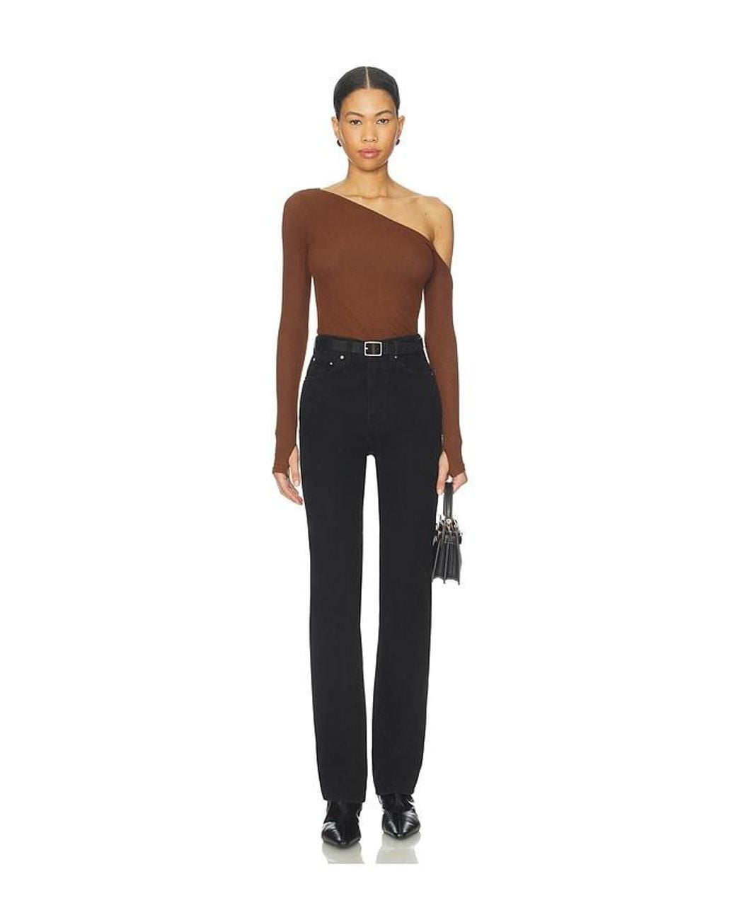 Michael Lauren Black Magdaleno Asymmetrical Cold Shoulder Top