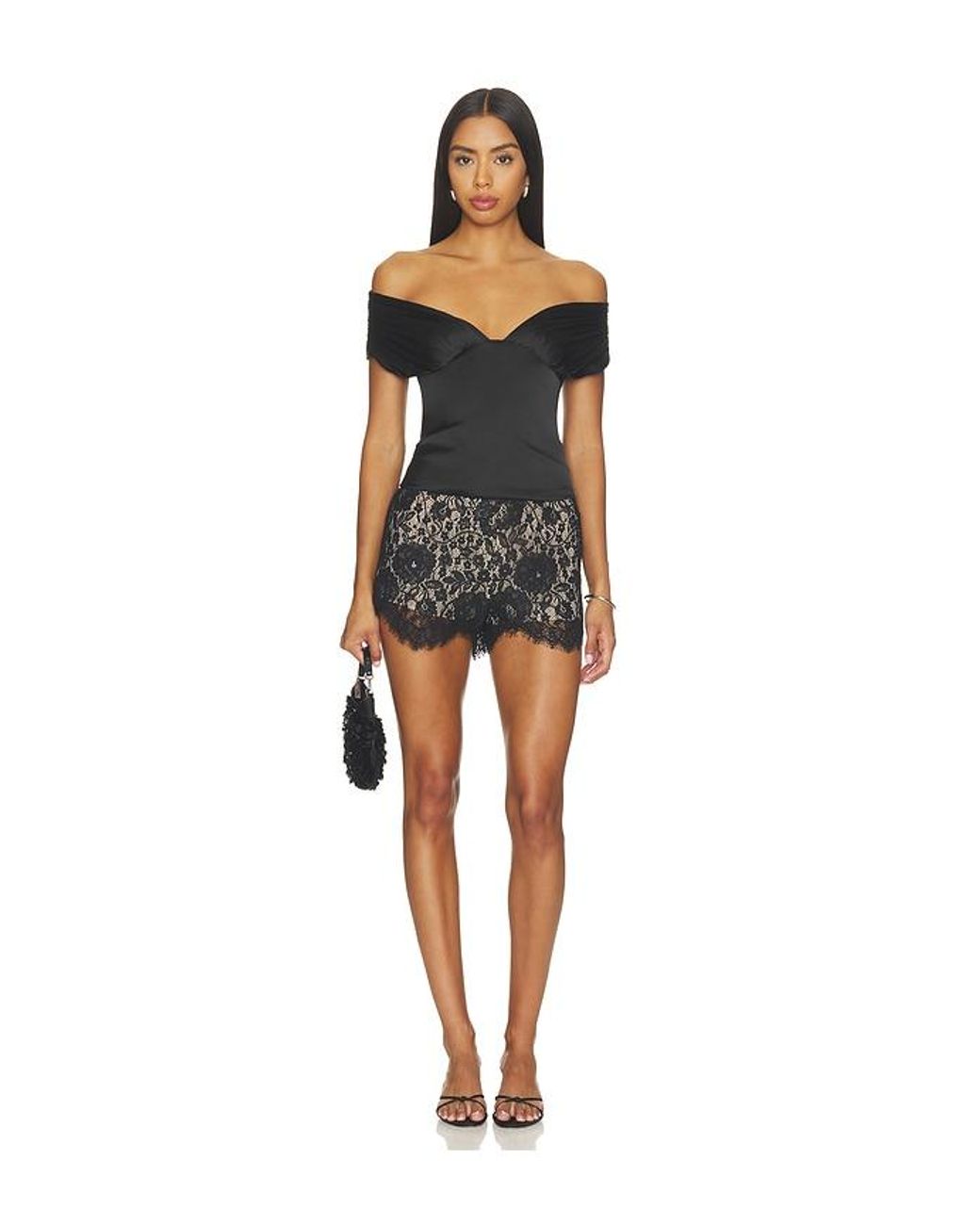 MORE TO COME Black Leanie Corset Top