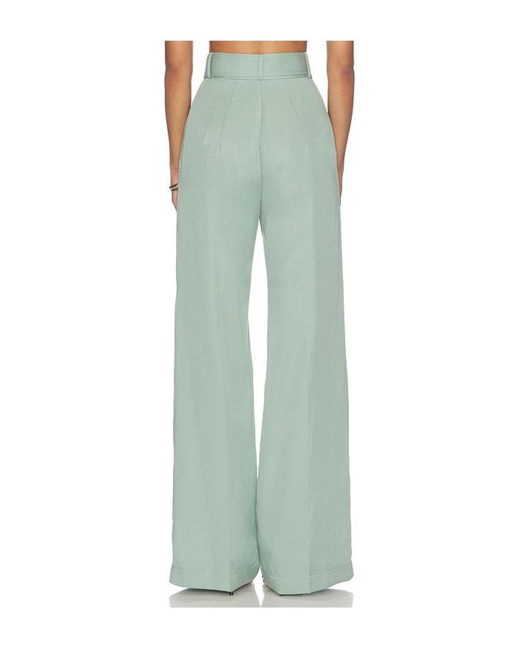 Matthew Bruch Green Belted Wide Leg Trouser