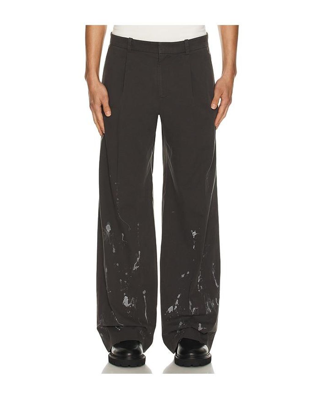 we11done Black Painted Trousers for men