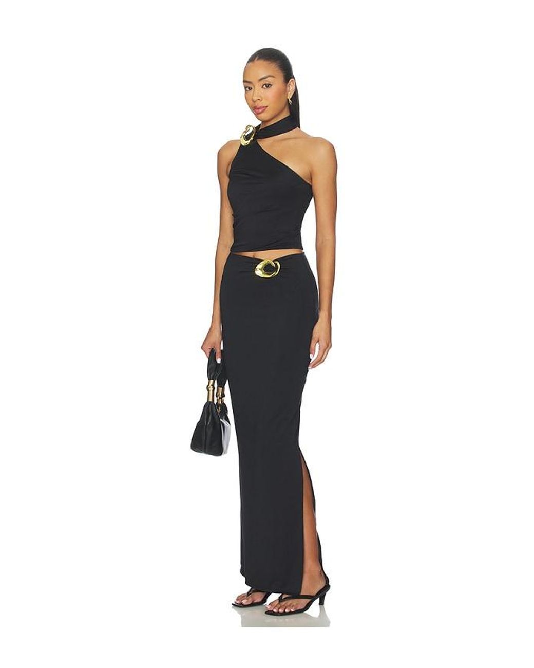 Cin Cin Black Cosmos Halo One Shoulder Top