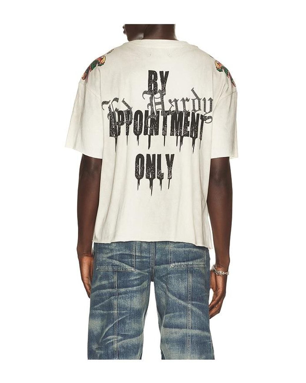 Ed Hardy Blue By Appointment Only Reaper Cropped Boxy Tee for men