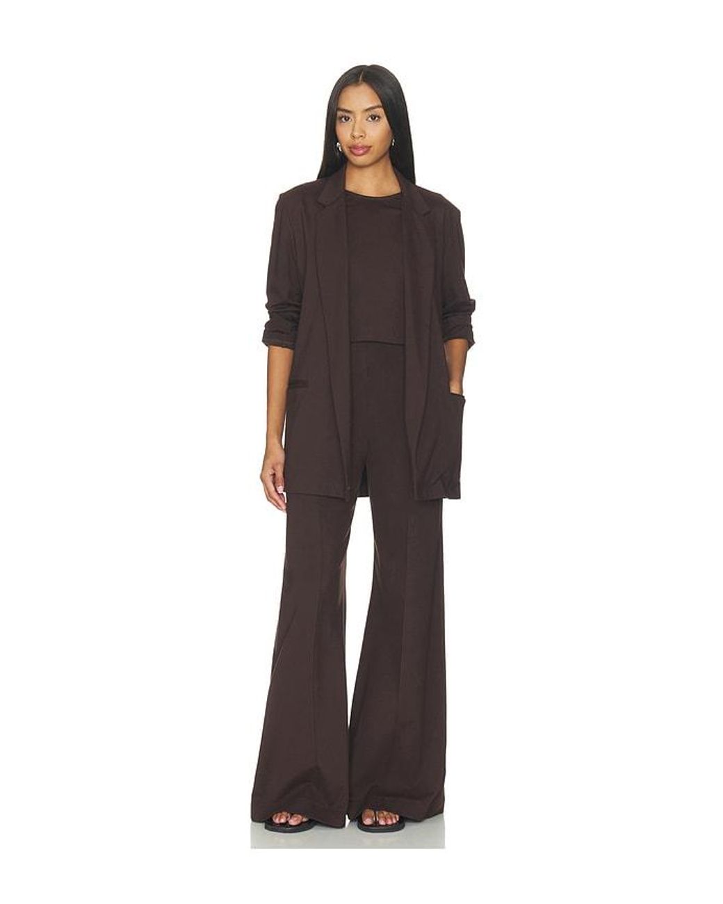 Ripley Rader Brown Ponte Knit Long Wide Leg Pant