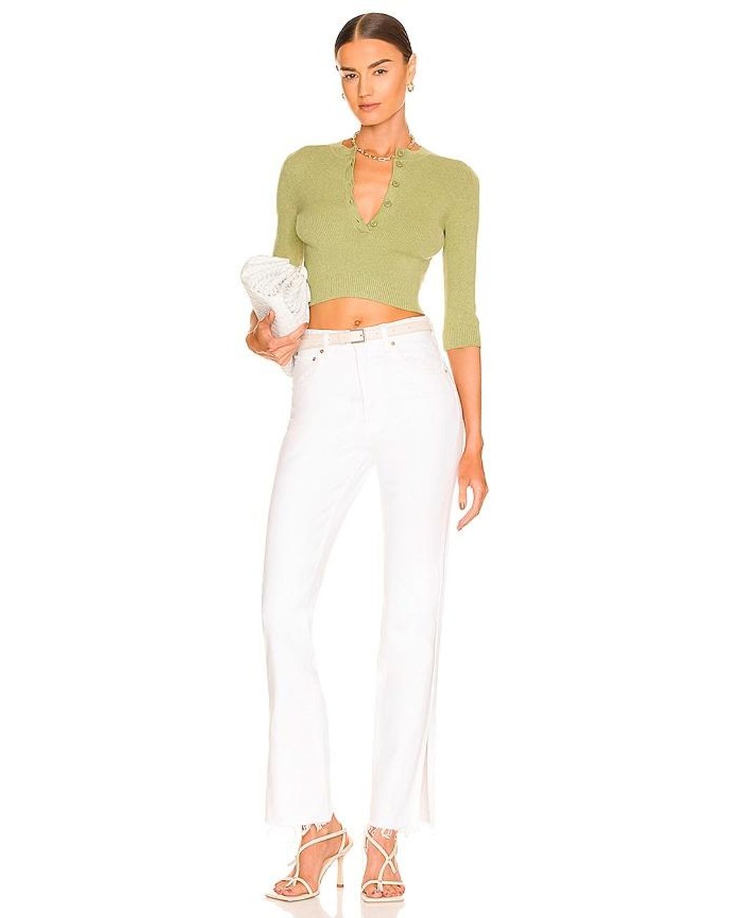 GRLFRND White Harlow High Rise Boot Jeans