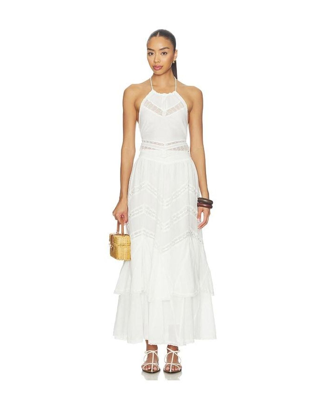 For Love & Lemons White Lou Maxi Skirt