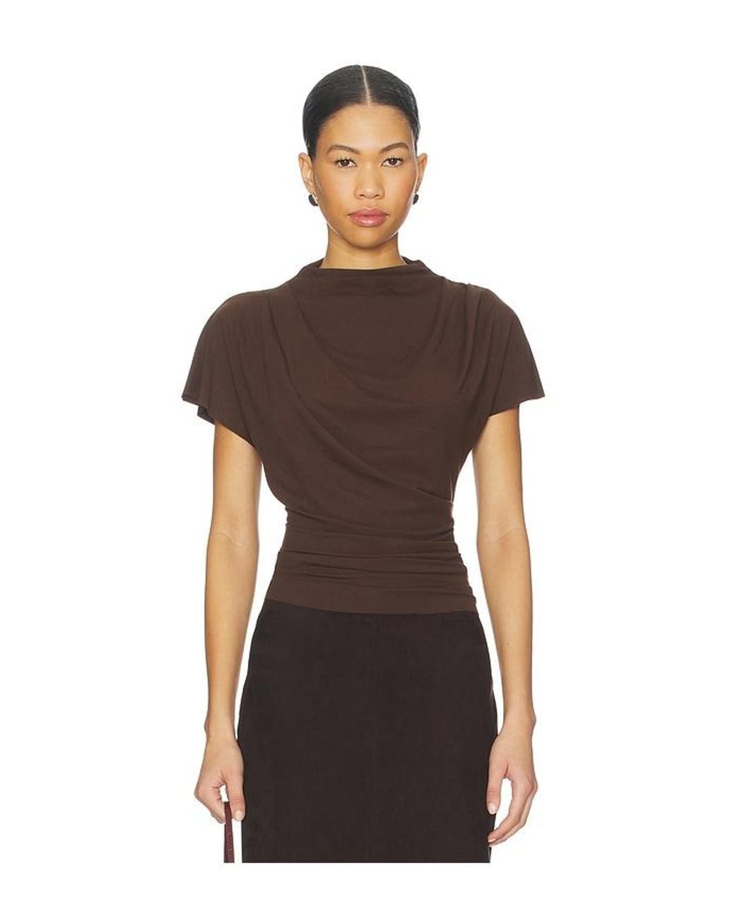 Line & Dot Brown Lior Draped Top