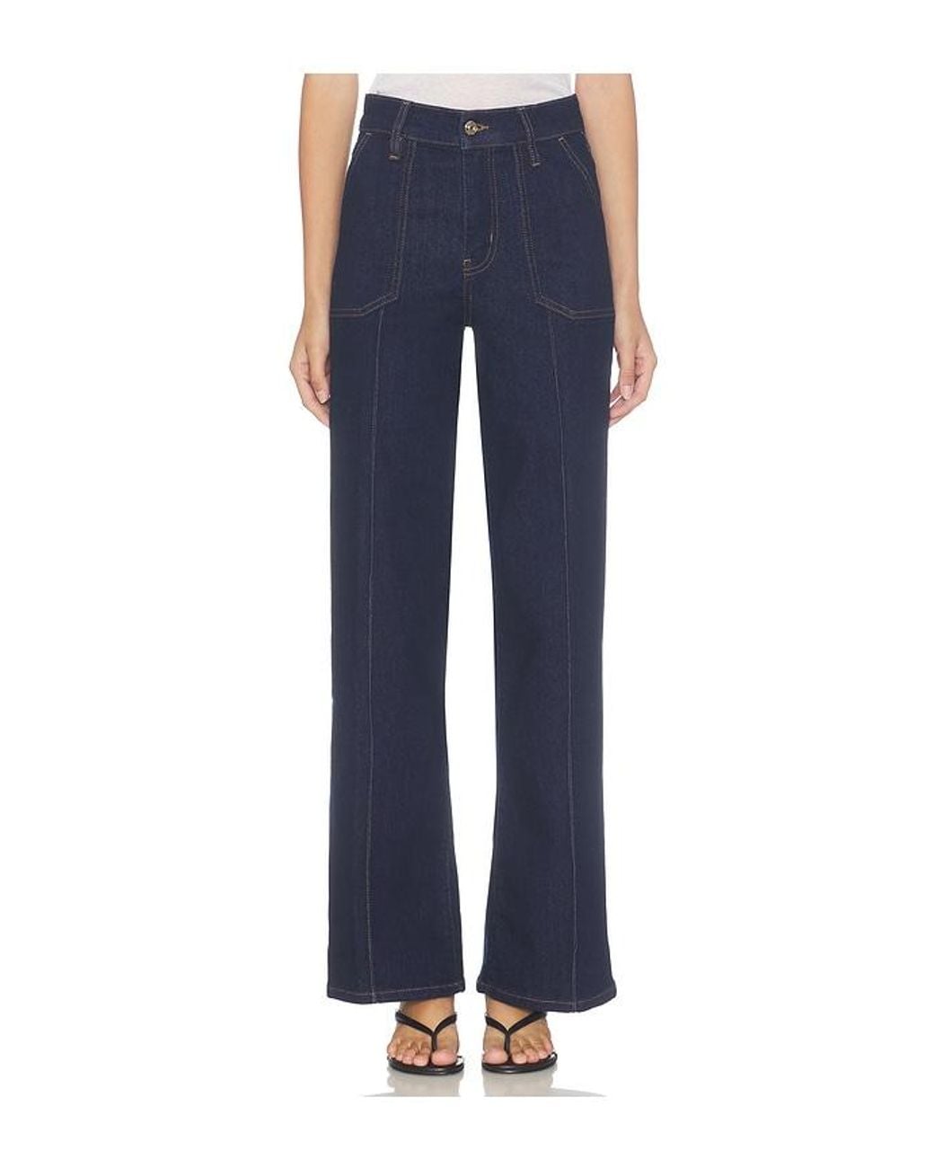 FRAME Blue Le Slim Palazzo Pintuck Pocket