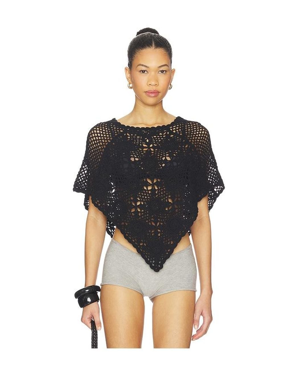 Frankie's Bikinis Black Sophie Crochet Poncho