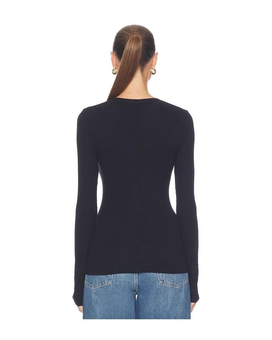 Enza Costa Blue Silk Rib Essential U Tee