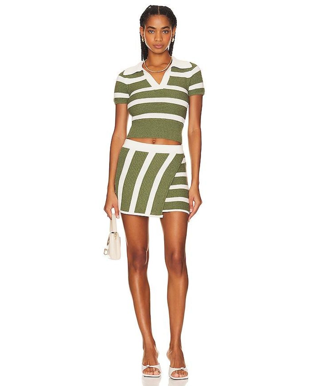 L'academie Green 'Academie Drea Striped Knit Mini Skirt