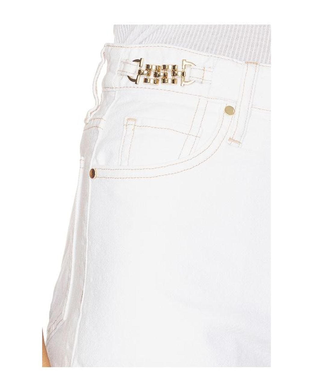 Hudson White Harlow High Rise Shorts With Accent Hardware
