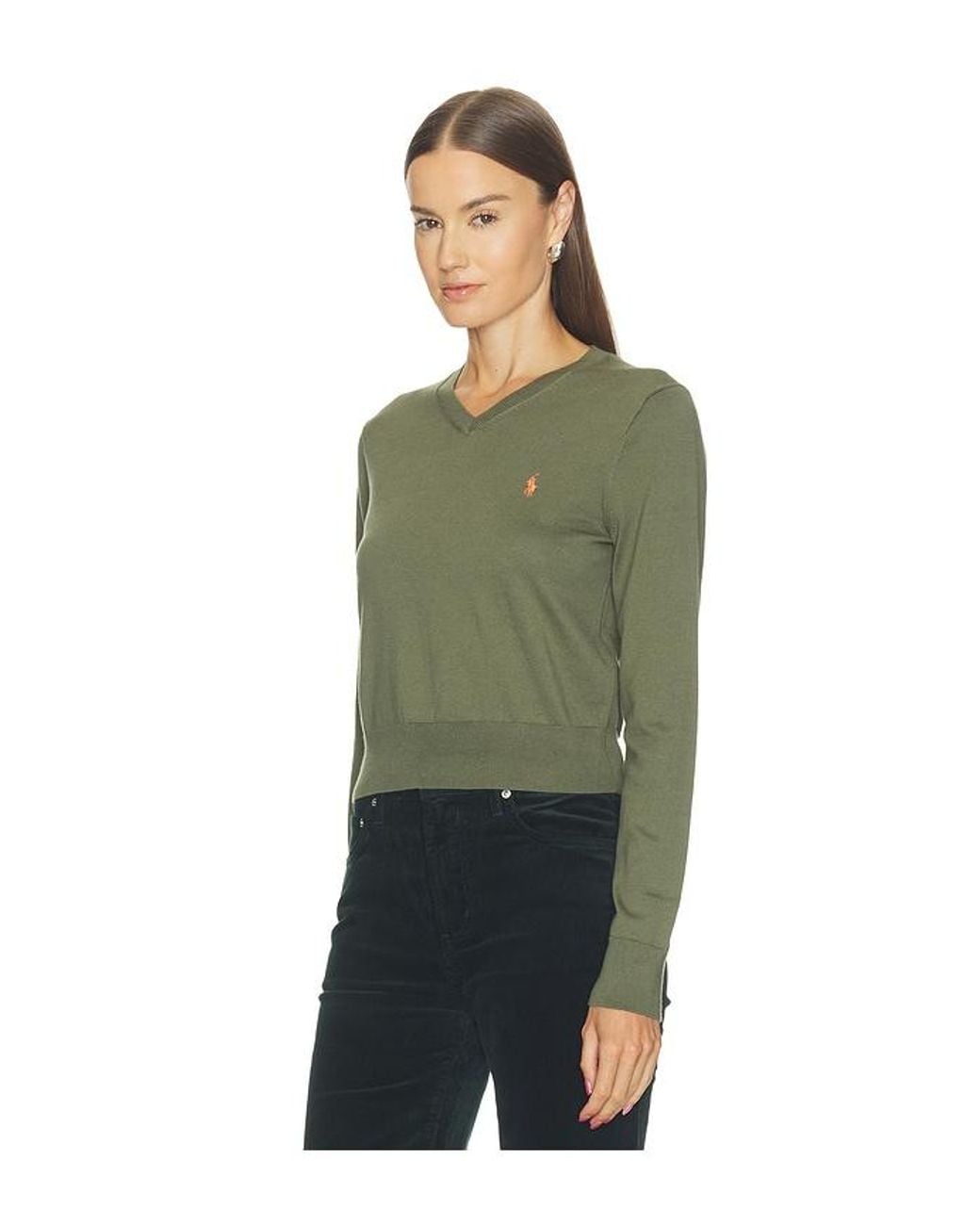 Polo Ralph Lauren Green Cotton Long Sleeve Crew Neck Pullover Sweater