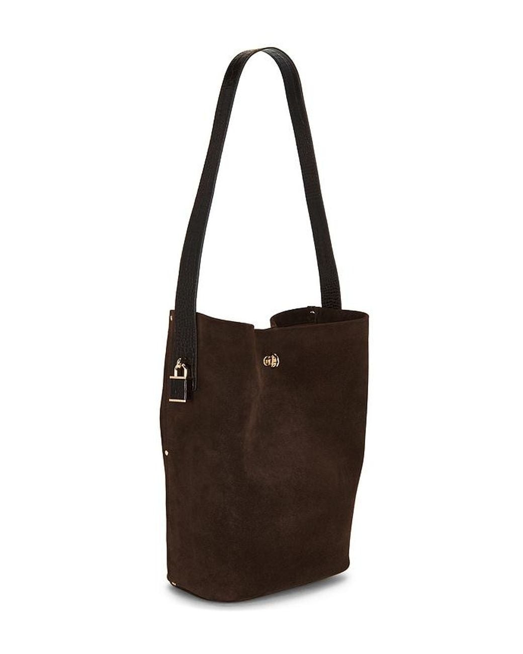 Tory Burch White Lock Suede Slim Bucket Bag
