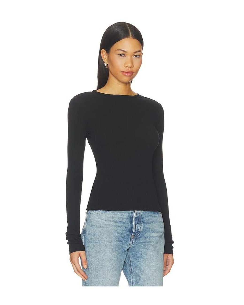 GRLFRND Black Sheer Crew Neck Tee