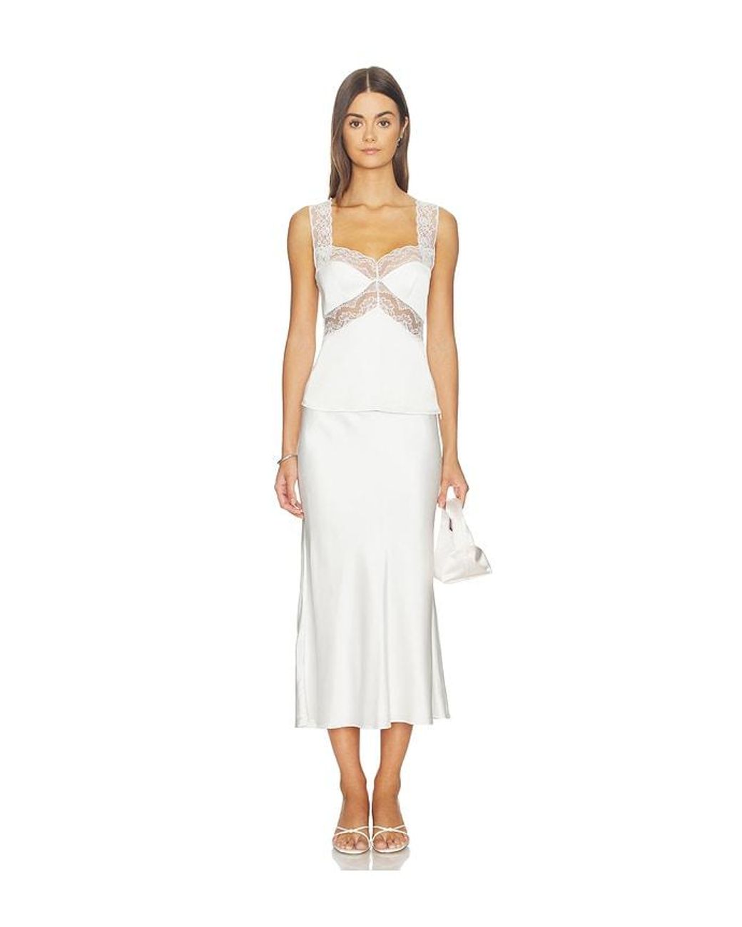 Lovers + Friends White Cierra Midi Skirt