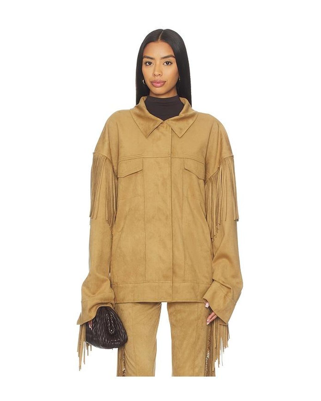 Norma Kamali Yellow Fringe Oversized Jean Jacket