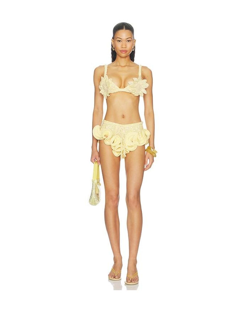 PATBO Yellow Iara Crochet Embroidered Bra Top