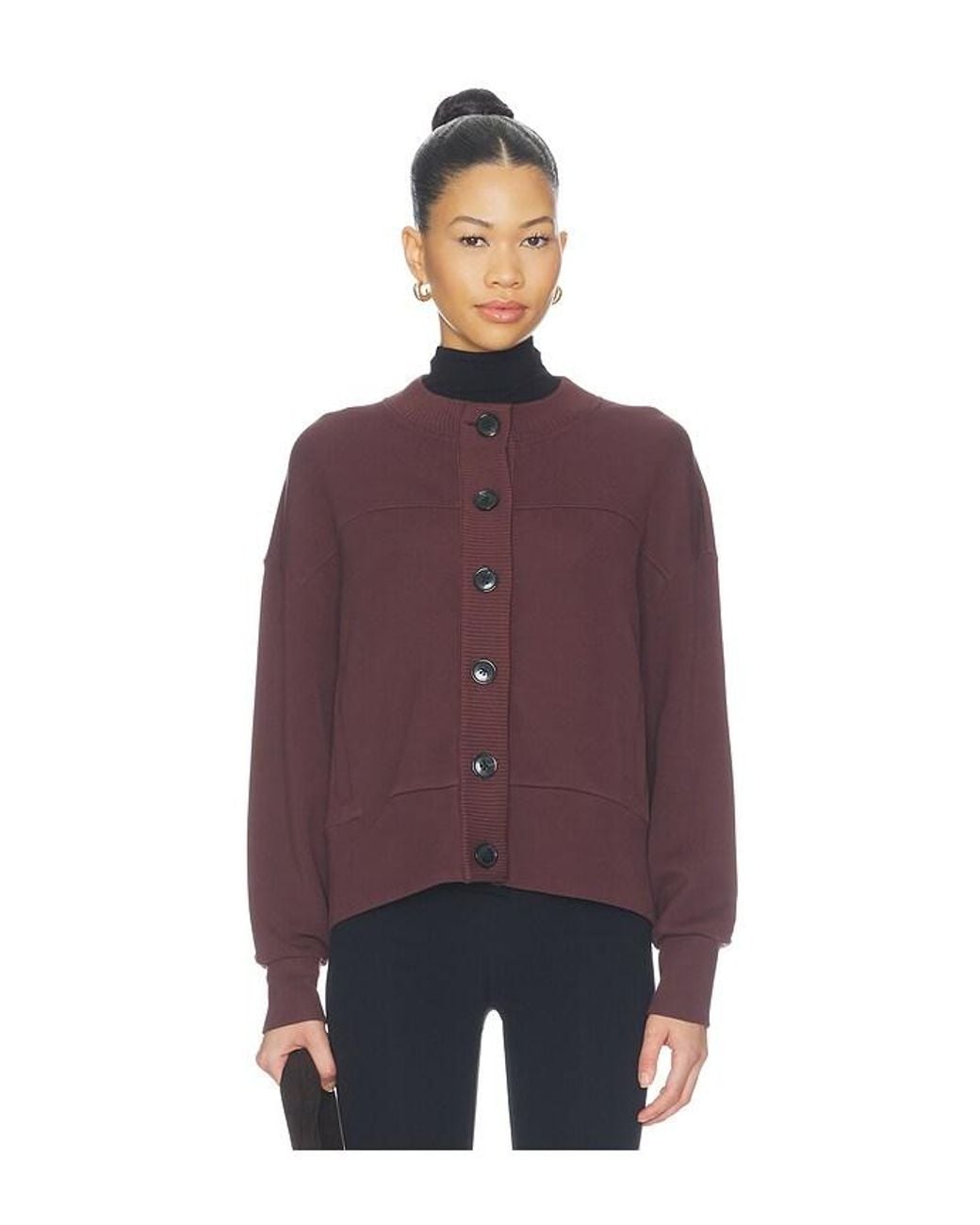 Varley Purple Olwen Button Front Sweater