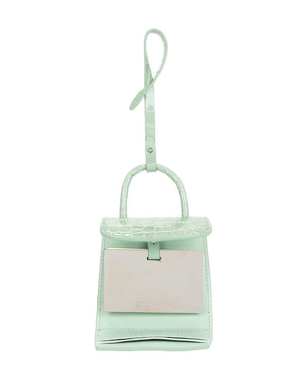 By Far Green Mini Mini Croco Embossed Card Holder