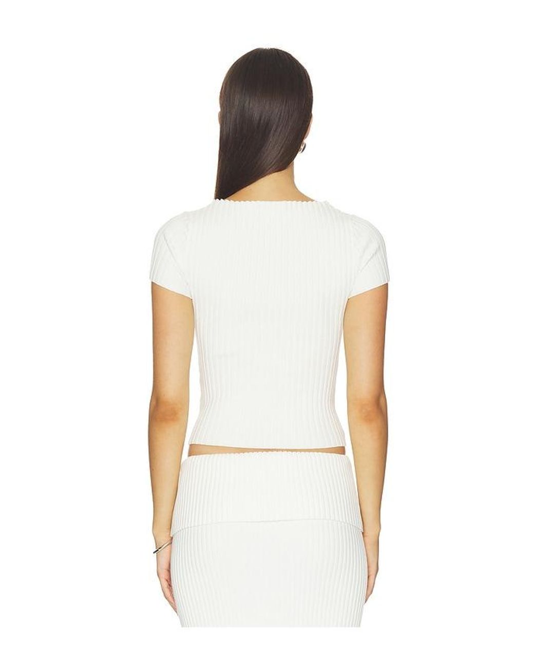 L'academie White 'Academie Jordin Short Sleeve Rib Top