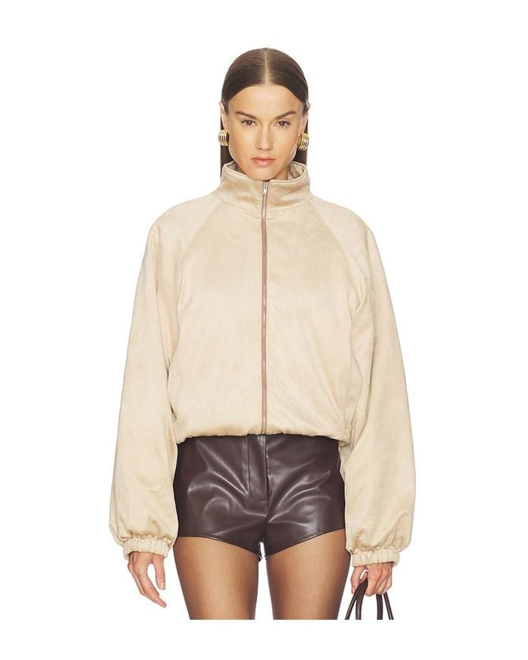Lovers + Friends Natural Cody Faux Suede Bomber
