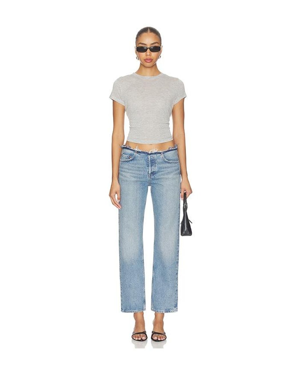 Agolde Blue Fray Slim Crop