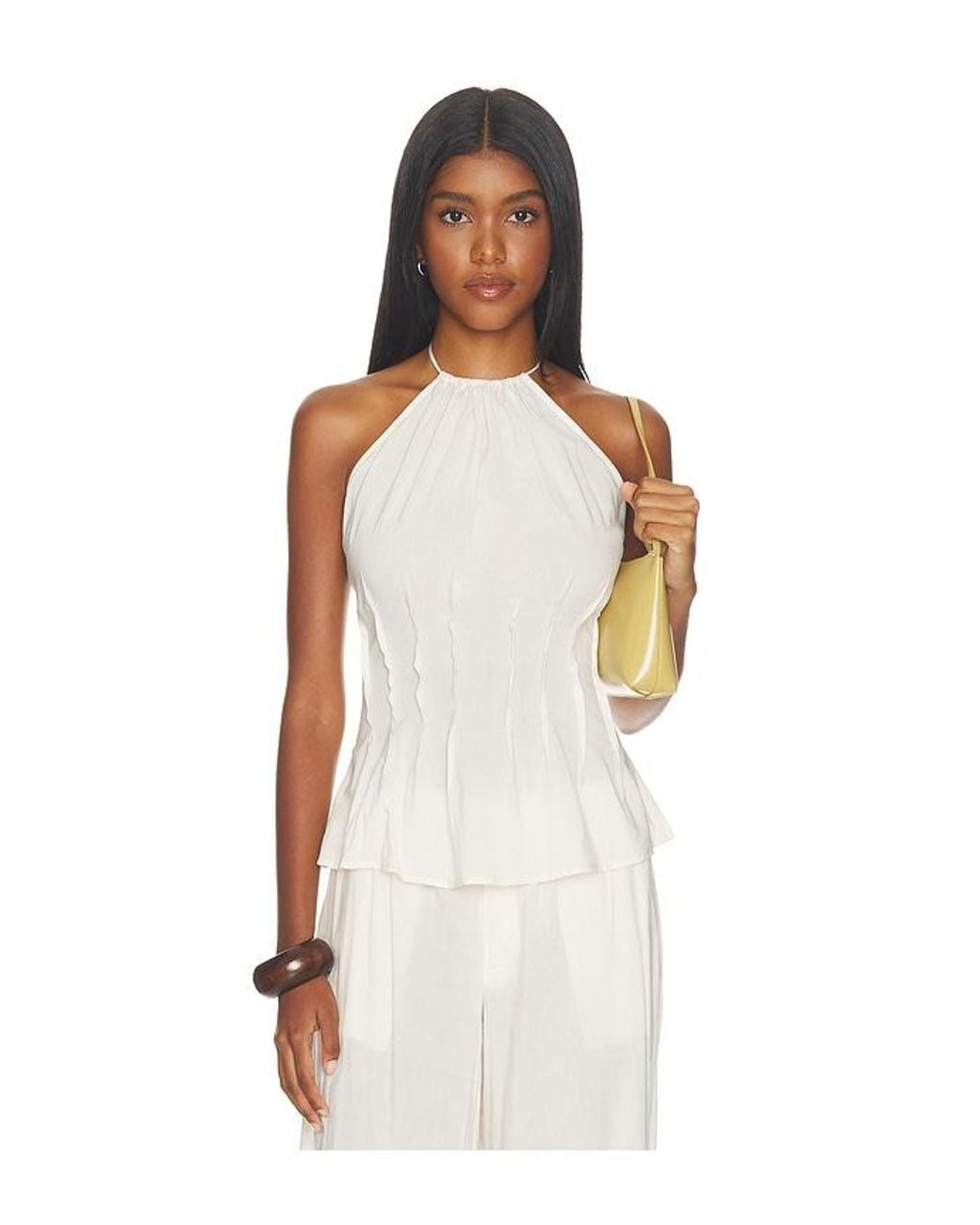 WeWoreWhat White Pleated Halter Top