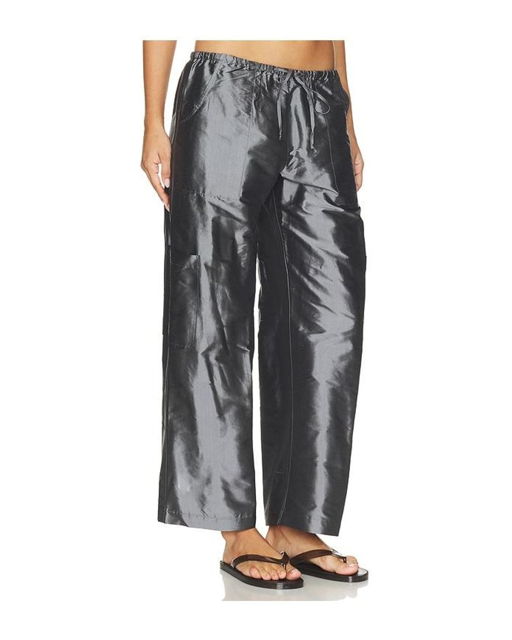 DONNI. Black The Taffeta Drawstring Cargo Pant