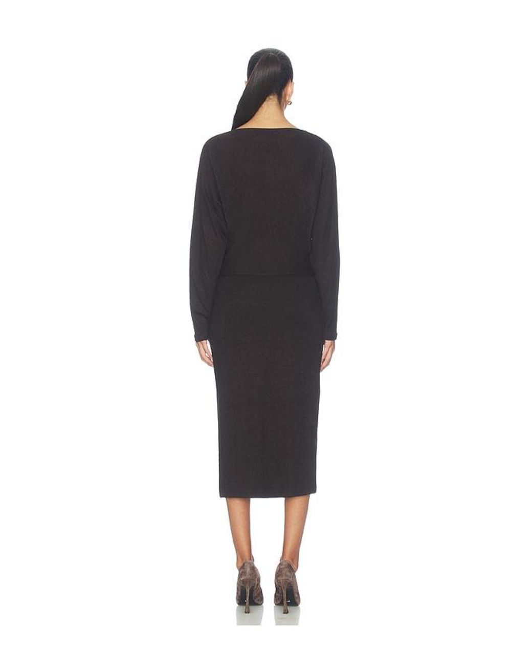 Vince Black Cozy Off Shoulder Midi Dress