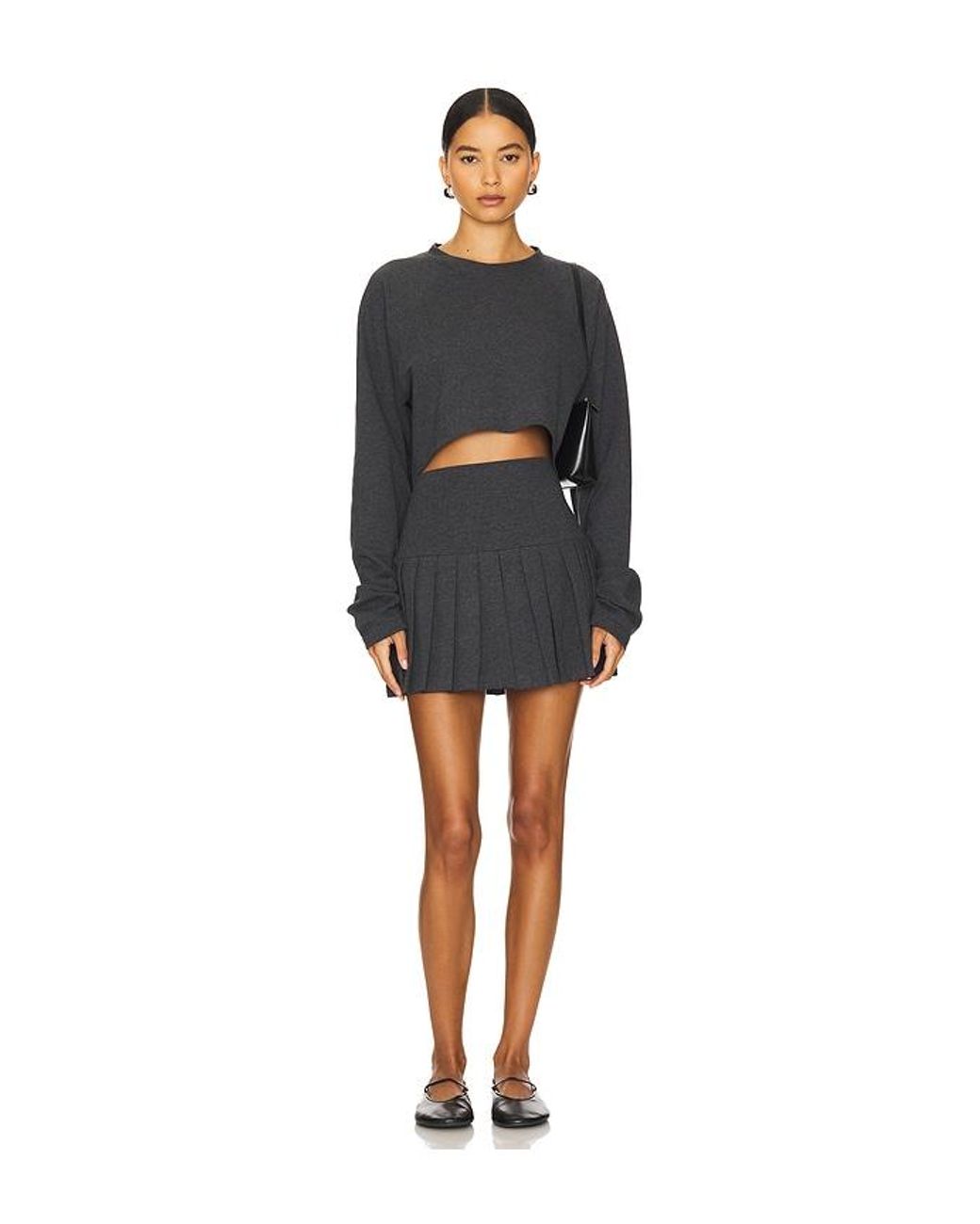 Norma Kamali Black Pleated Jersey Mini Skirt