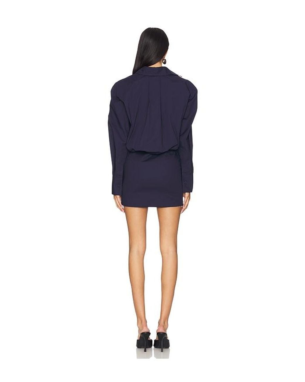 The Attico Blue Long Sleeve Shirt Mini Dress