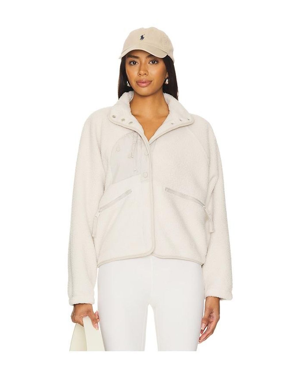 Free People White Fleece Ripstop Hooded Jacket
