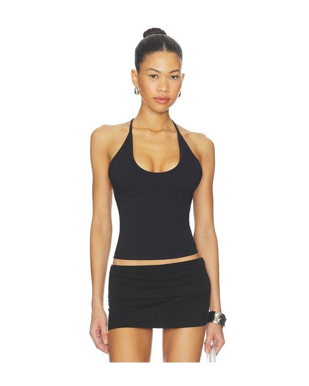 Frankie's Bikinis Black X Jennie Chantal Halter Cotton Jersey Top