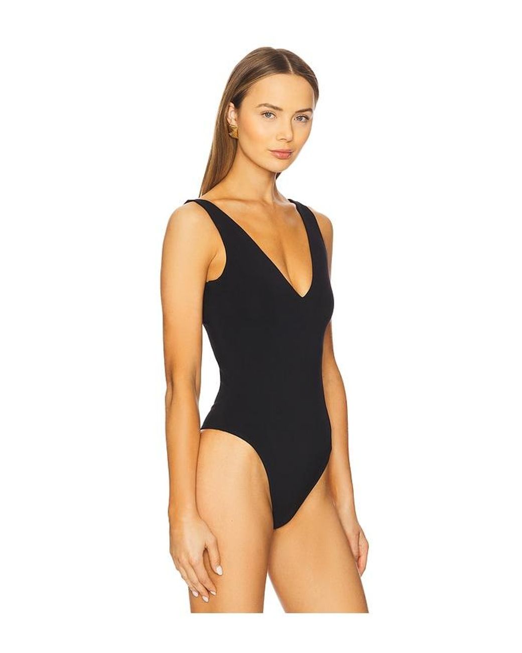 Sans Faff Black Plunge V Bodysuit