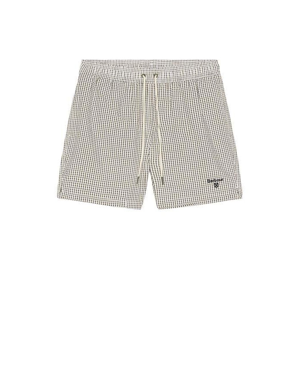 Barbour Natural Gingham Seersucker Swim Short for men