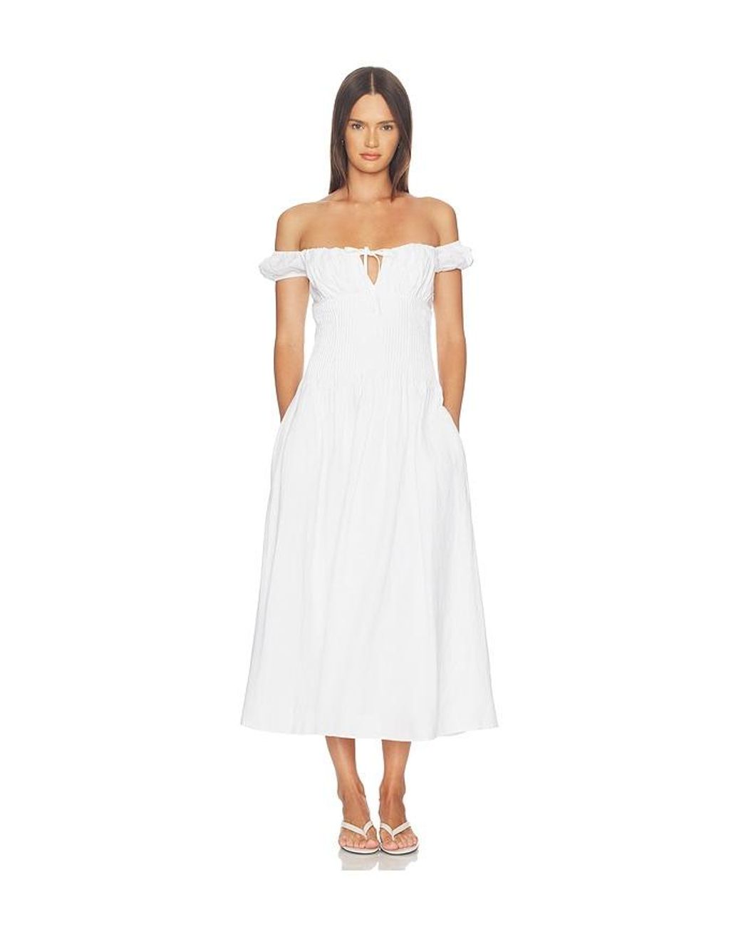 Onia White Off Shoulder Midi Dress