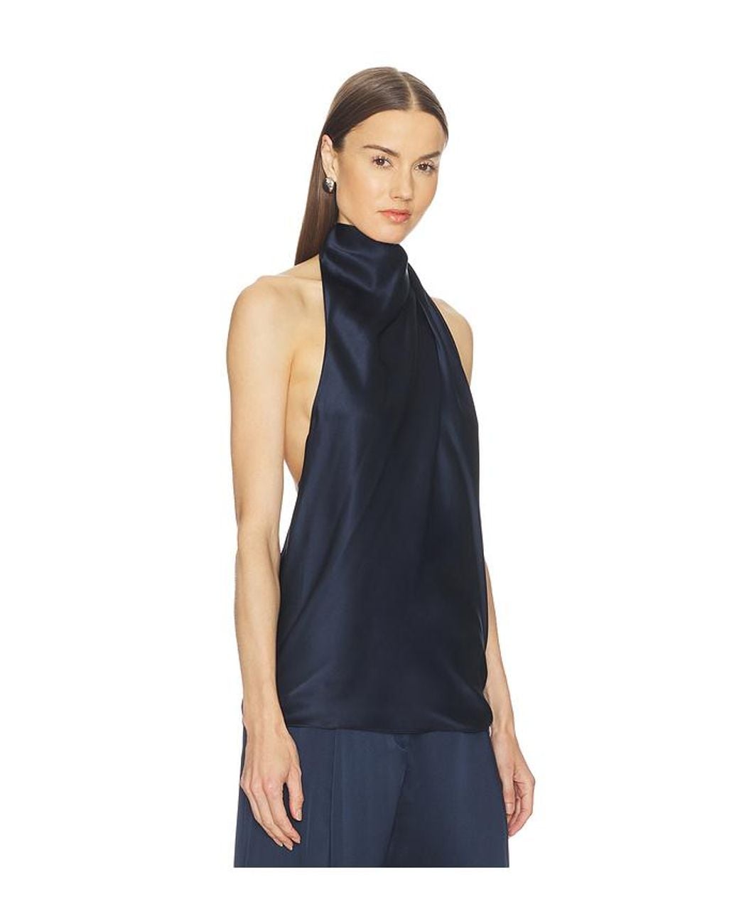 The Sei Blue Draped Halter Top