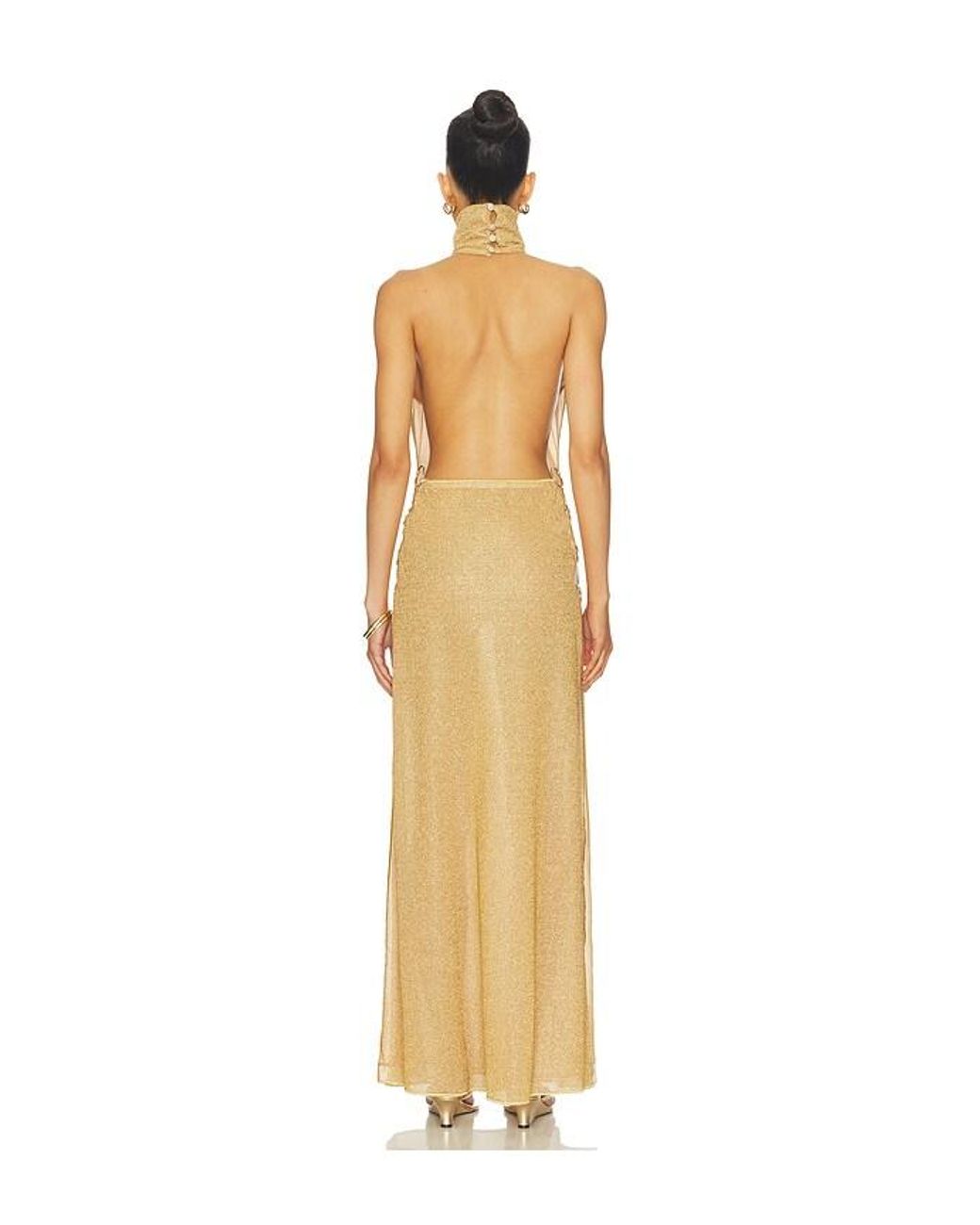 Oseree Metallic Lumiere Ring Turtleneck Dress