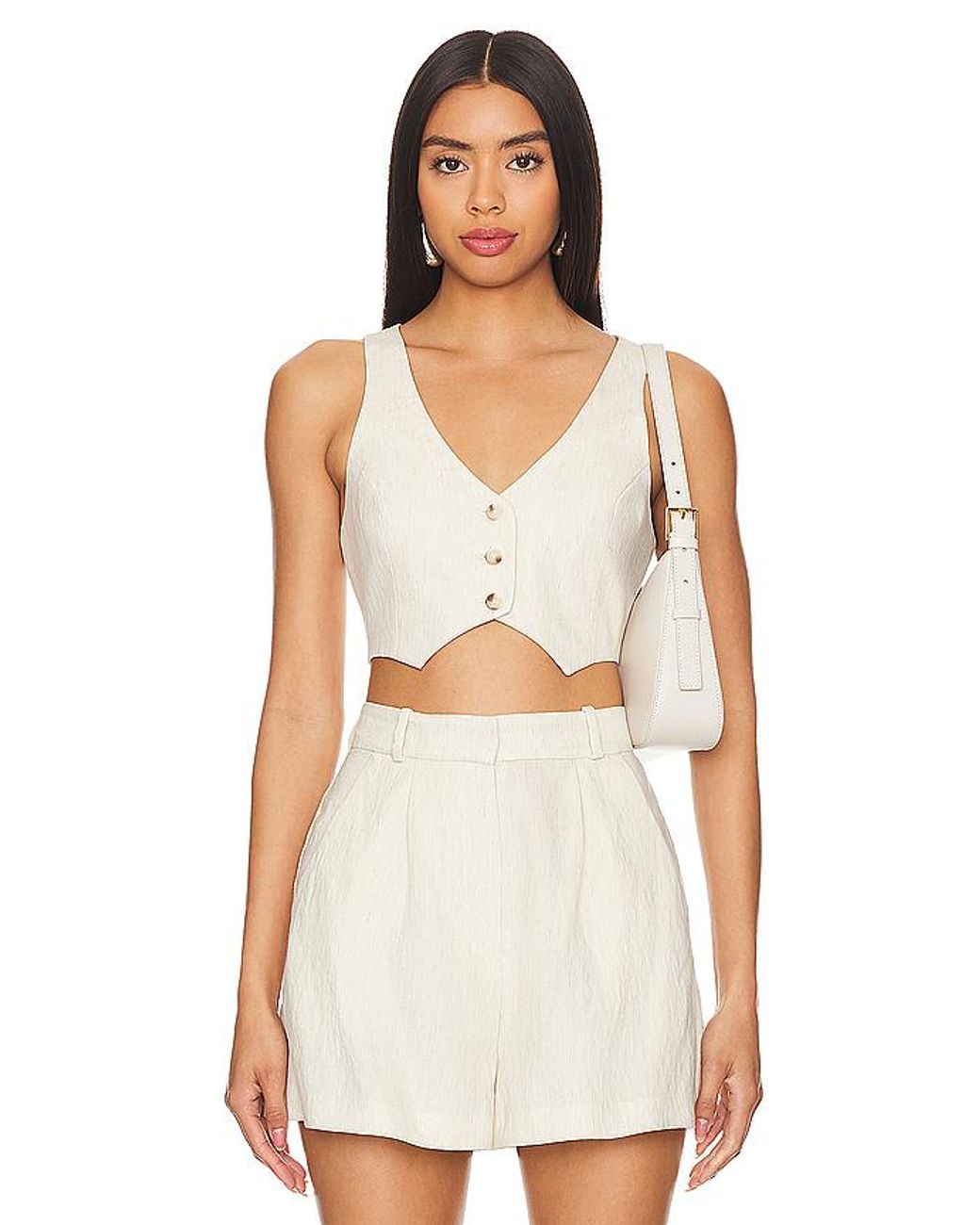 Amanda Uprichard Natural Ethan Cropped Vest