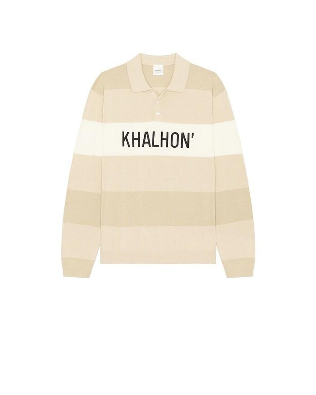 Khalhon Natural Coastal Stripe Knit Polo Jacket for men