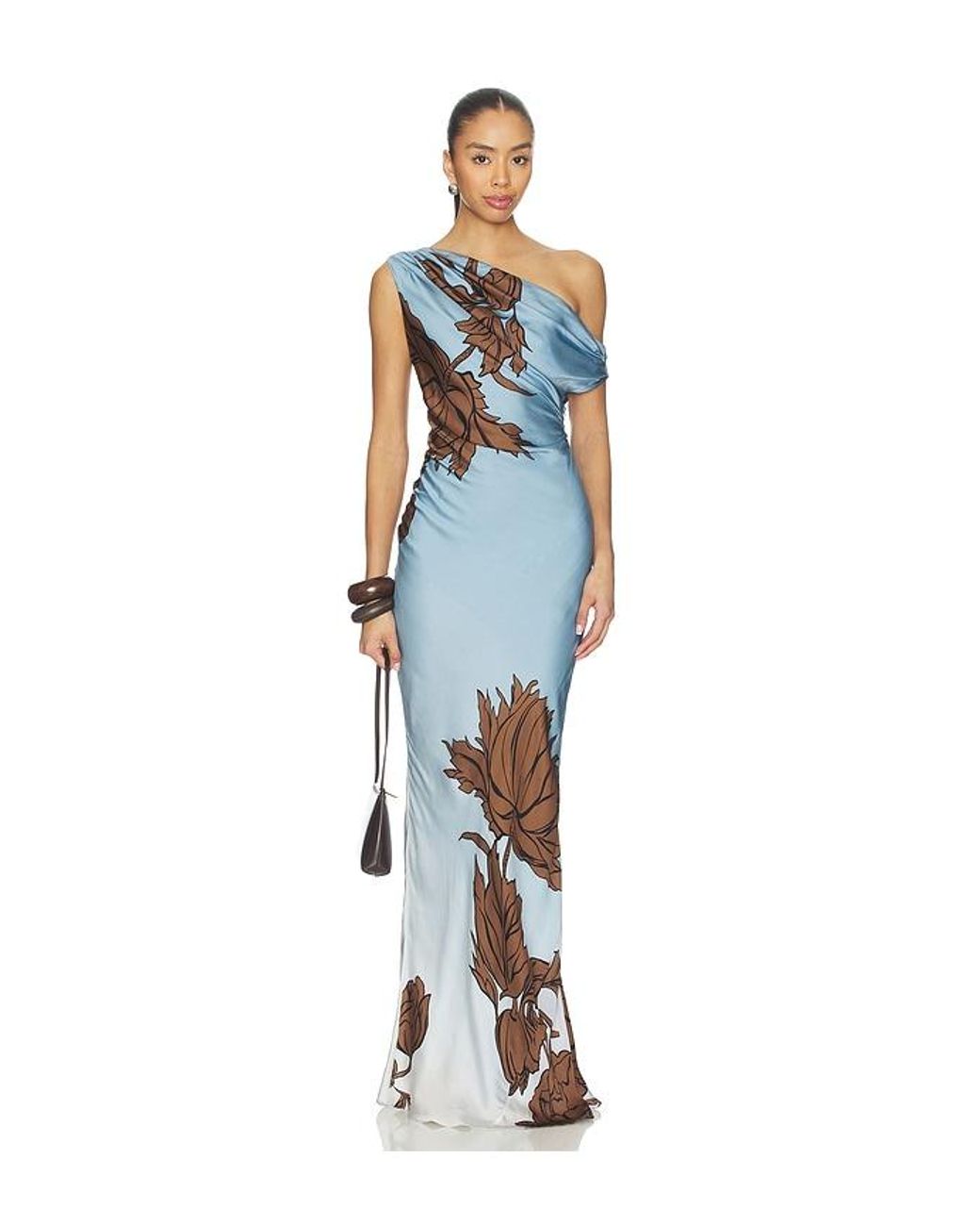 Rococo Sand Blue One Shoulder Maxi Dress