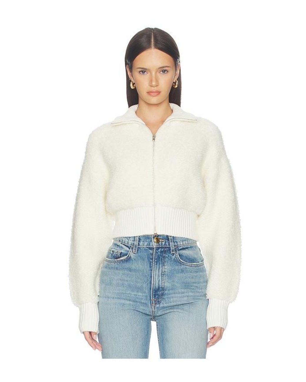 Lovers + Friends Blue Christal Zip Up Textured Cardigan