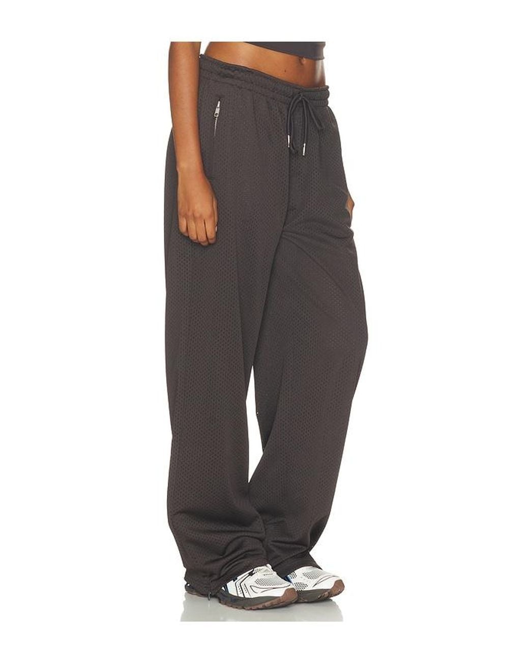ADANOLA Black Mesh Overlay Track Pants