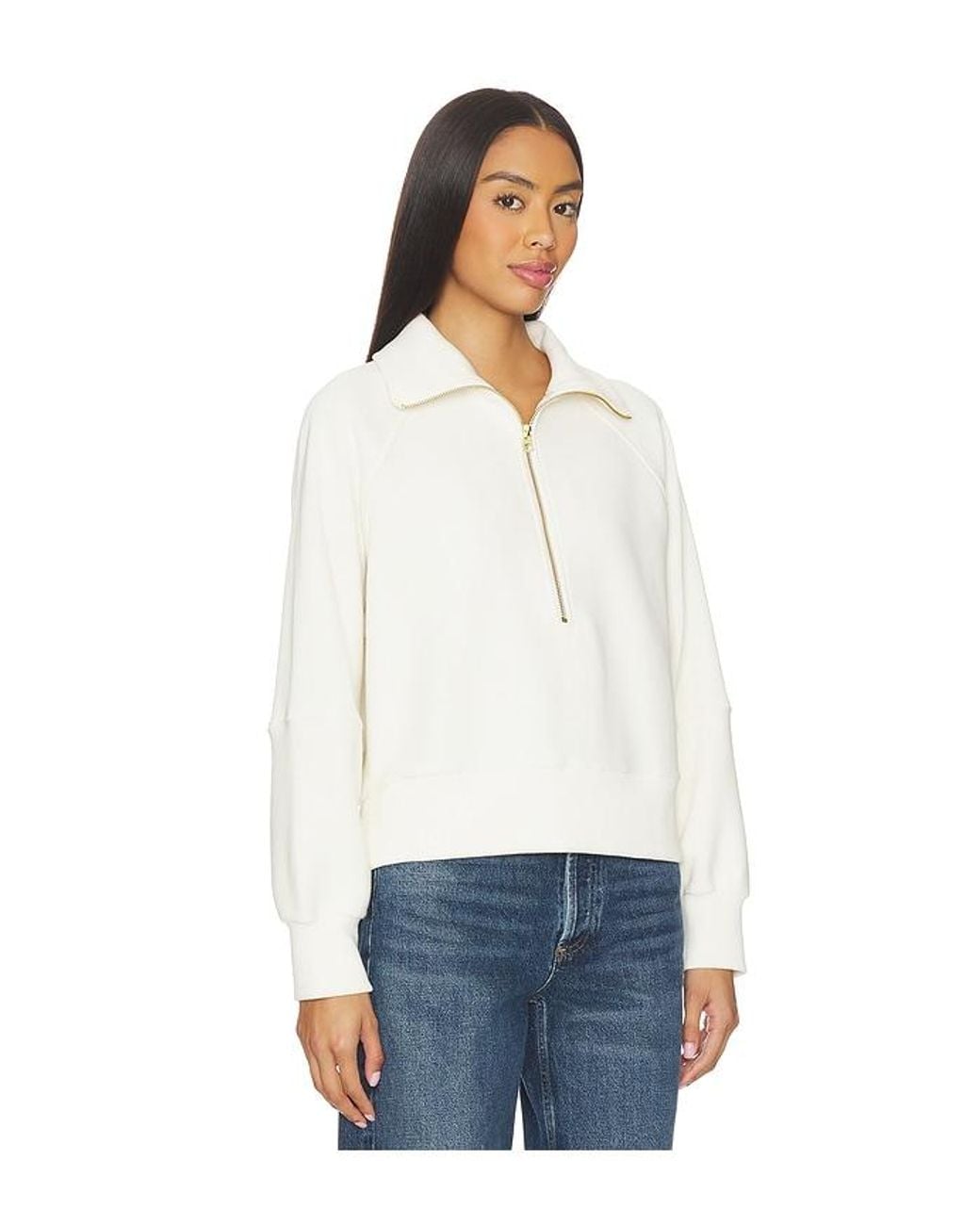 Varley White Milano Half Zip Sweatshirt